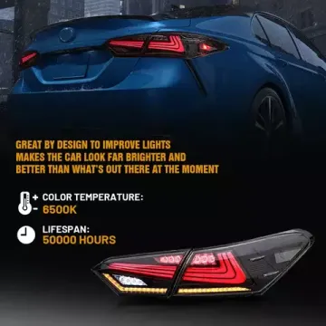 Задние фонари Тойота Камри V70 2018-2021 V7 type ДЫМЧАТО-КРАСНЫЕ