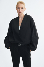 Жакет-кимоно с запахом и рукавами-баллонами - H&M
