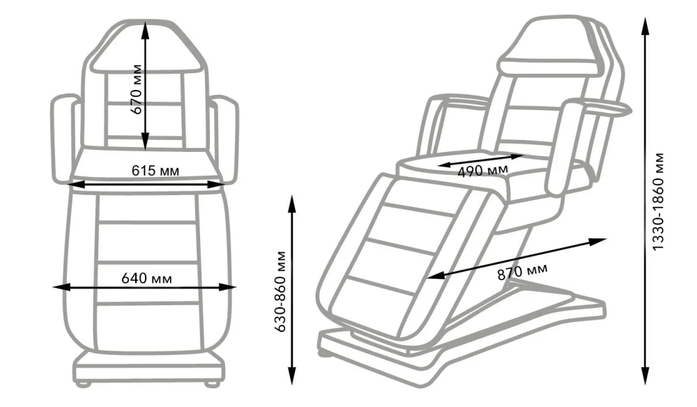 Косметологическое кресло МД-836-3 (Элегия-3С), 3 мотора