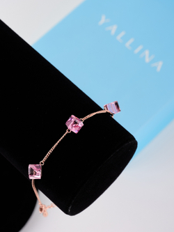 Браслет Миражи с розовыми кристаллами-кубиками Swarovski