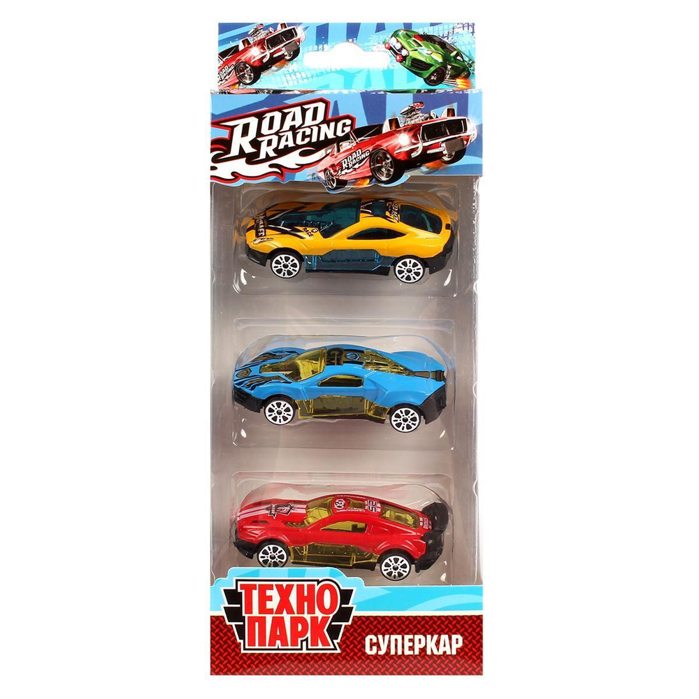 Набор моделей ин. мет. 3шт. "Road Racing Суперкар" 7.5см. RR-SET-80533-G-R (Технопарк)