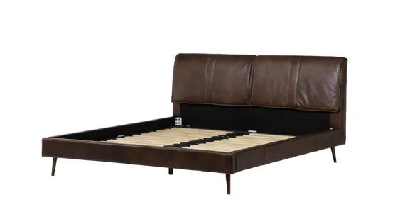Кровать RBD023 180х200 см, коричневая кожа