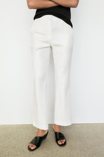 Massimo Dutti Брюки Kick Flare из льняной ткани, белый