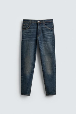 ZARA УКОРОЧЕННЫЕ ДЖИНСЫ SKINNY, СИНИЙ