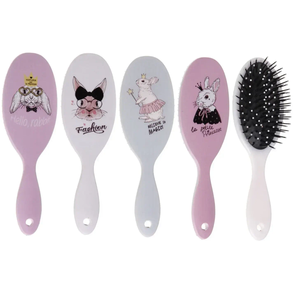 Расчёска массажная «Stylish hair - Кролики», микс 4 вида, овал, 22*7 см
