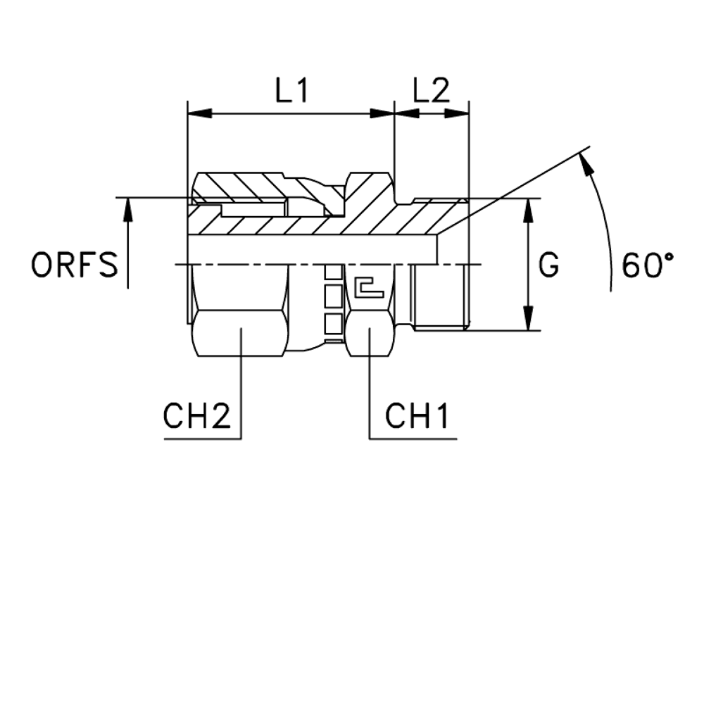 Адаптер AS D18-20 ORFS 1.3/16 - BSP 1/2
