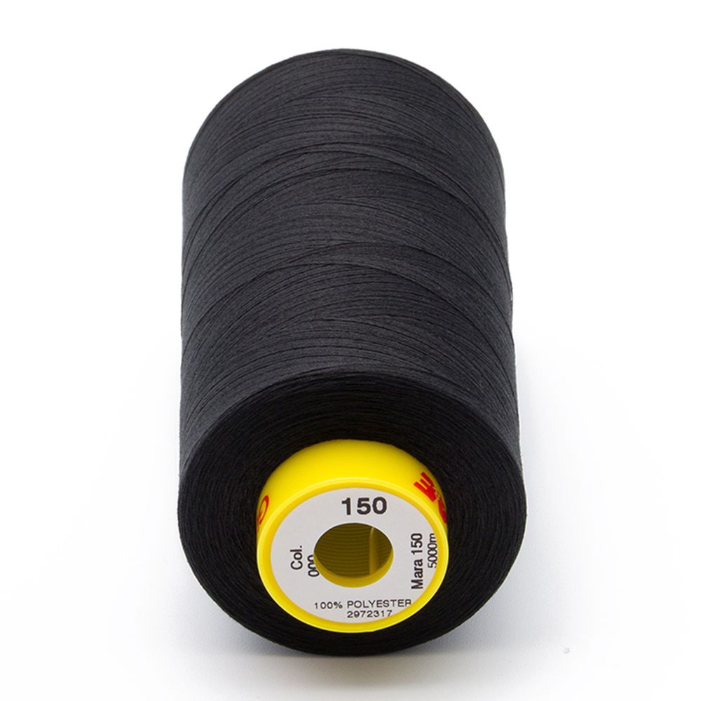 Нитка Gutermann Mara 150 (5000 метров), 1 боб., особо тонкая | _000 черный