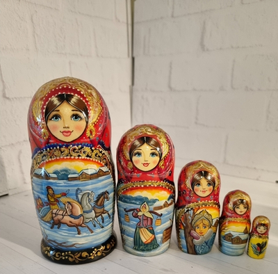 Матрешка 15см "Тройка" 5 мест