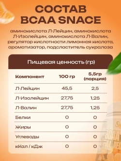 БЦАА BCAA  для набора мышечный массы мандарин