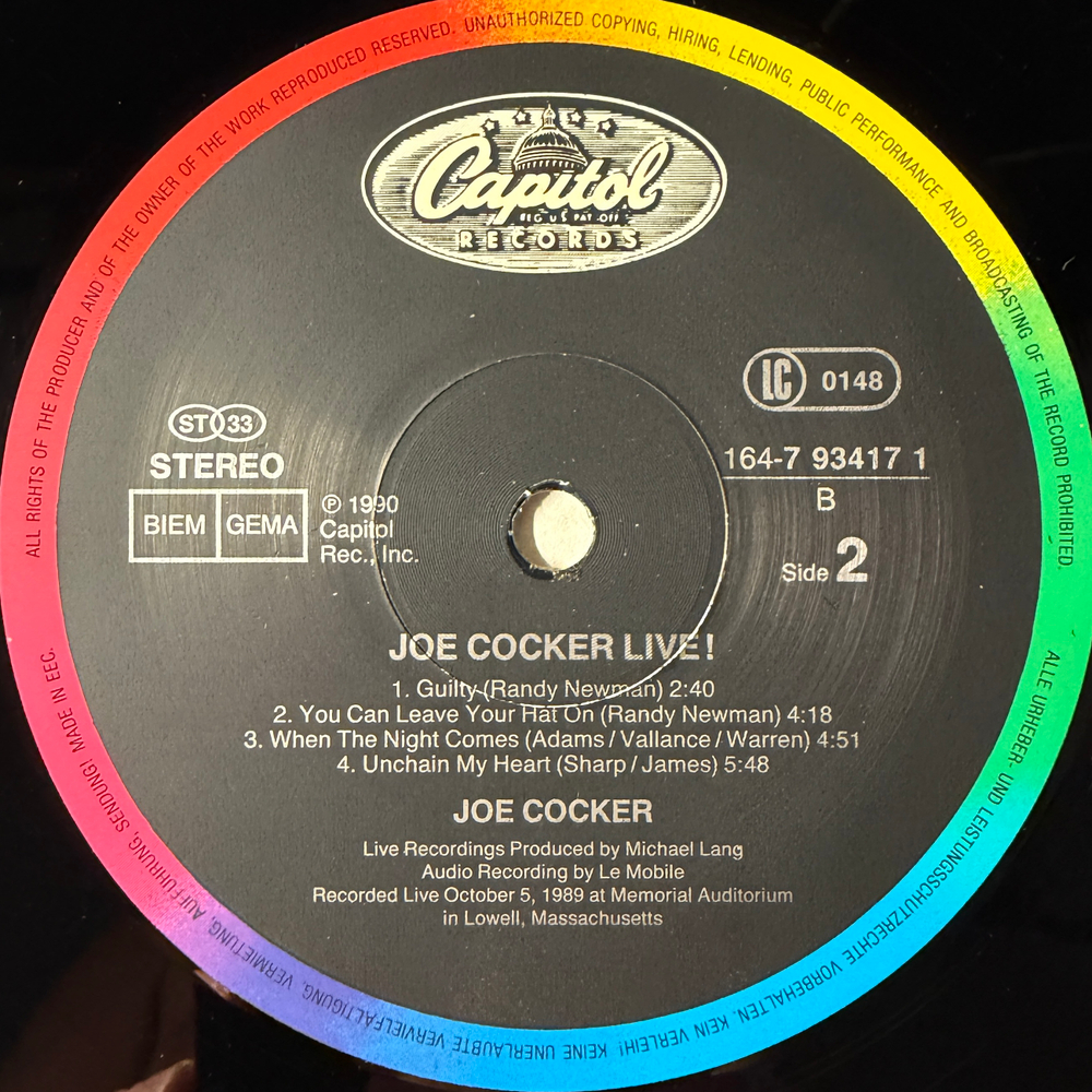 Joe Cocker - Joe Cocker Live! 2LP (Европа 1990г.)