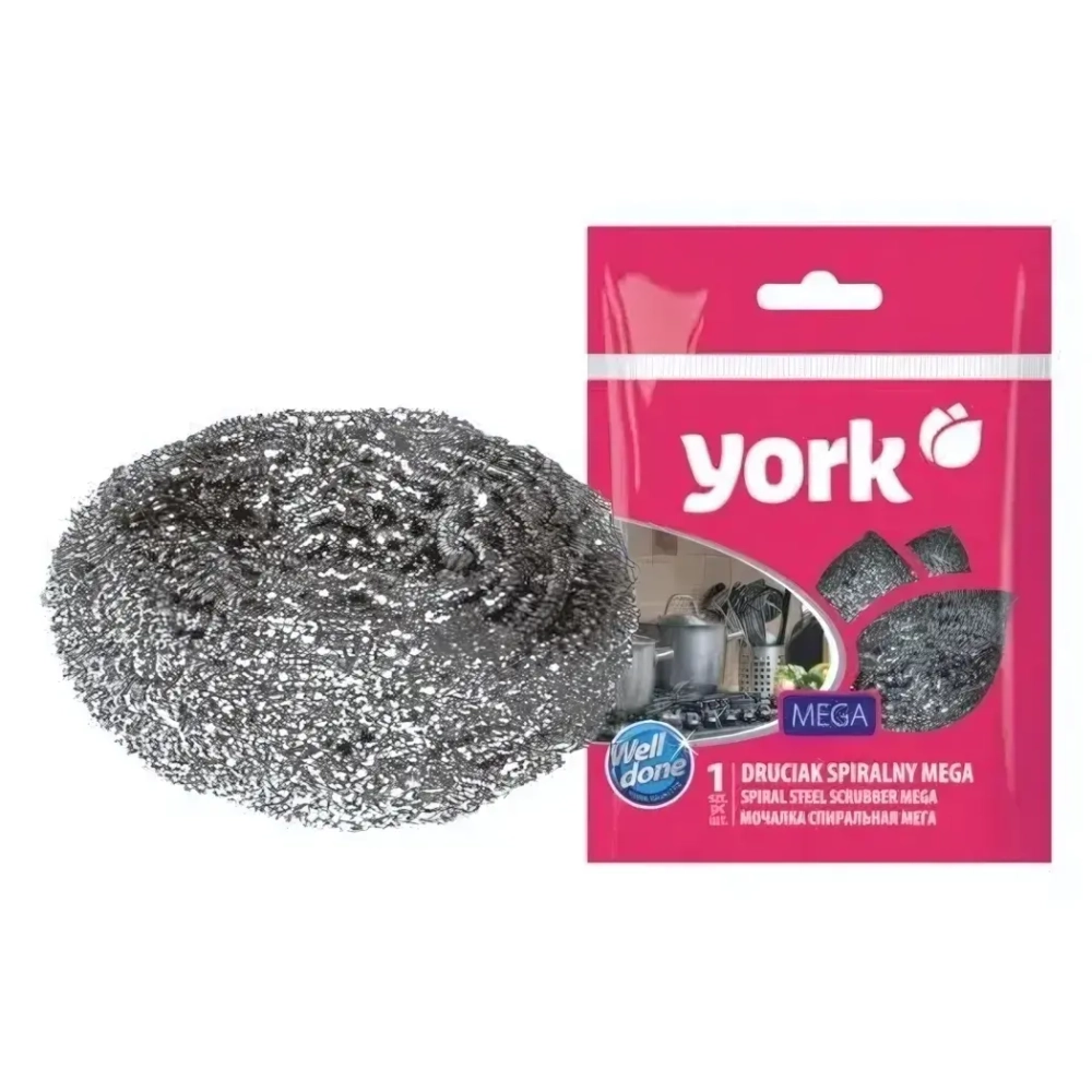 Губка для посуды спиральная металлическая МЕГА YORK