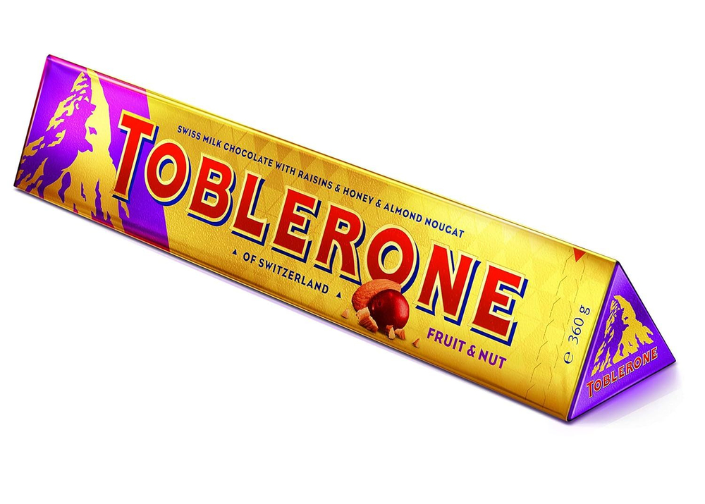 Toblerone Шоколад молочный Fruit & Nut (изюм, мед, миндальная нуга) 360 г (Швейцария)