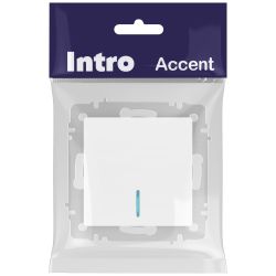 Выключатель Intro Accent 6-102-01М с подсветкой, 10А-250В, IP20, СУ, AL/CU, белый матовый | Intro