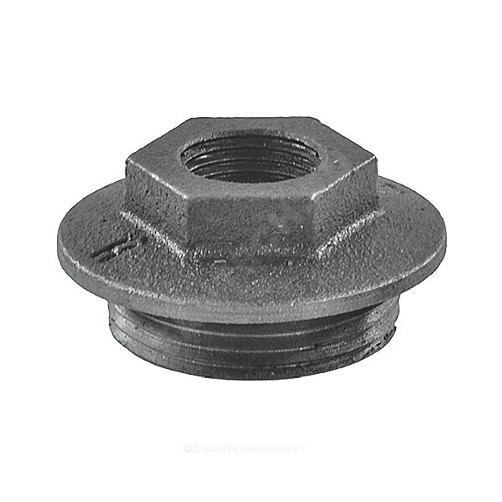 Заглушка (пробка) проходная 1 1/4"x3/4" левая резьба для чугунных радиаторов CRMTCLB