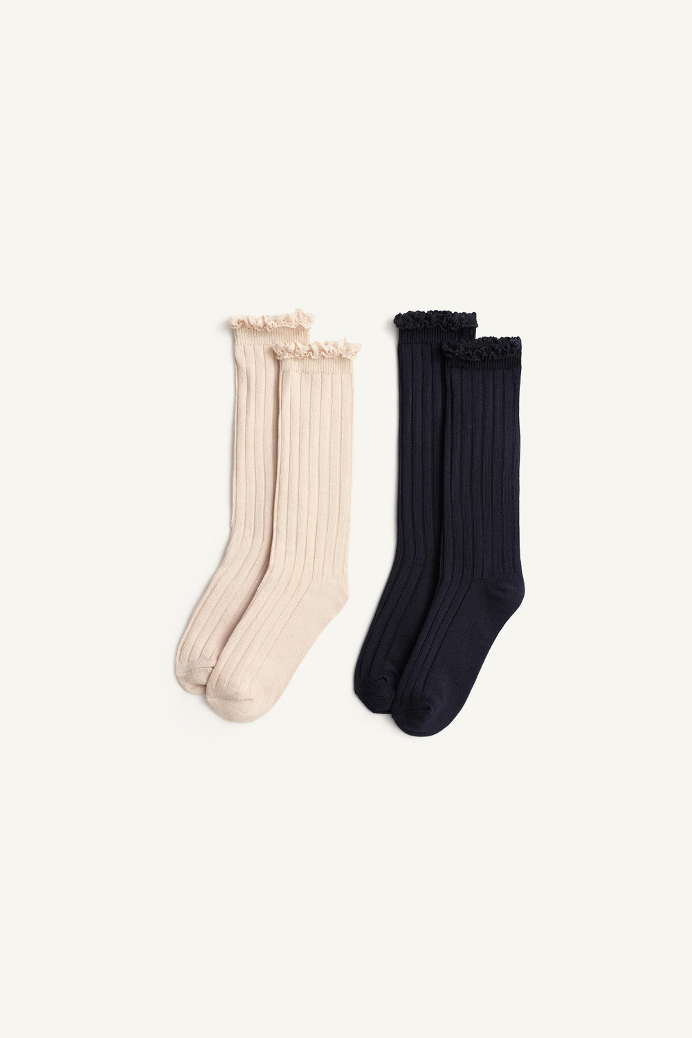 ZARA НАБОР ИЗ 2 ПАР НОСКОВ С КРУЖЕВОМ - LIMITED EDITION, РАЗНОЦВЕТНЫЙ