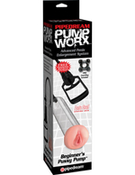 Небольшая вакуумная помпа с реалистичной насадкой Beginner's Pussy Pump (Цвет: прозрачный с черным и телесным)