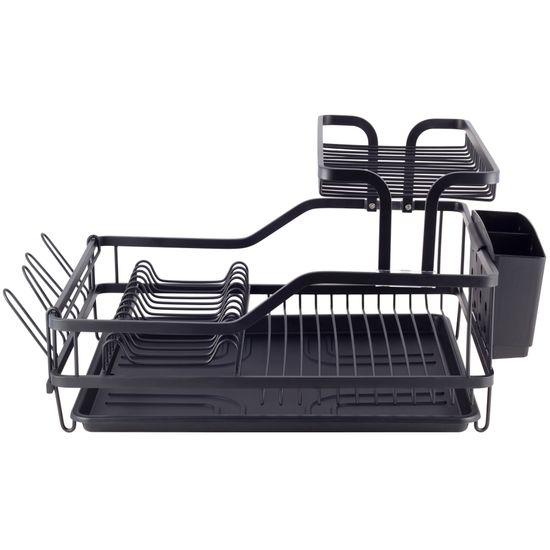 Сушилка для посуды из алюминия с поддоном Kamille KM-0750 (черная 57,5х35х27,5 см.)