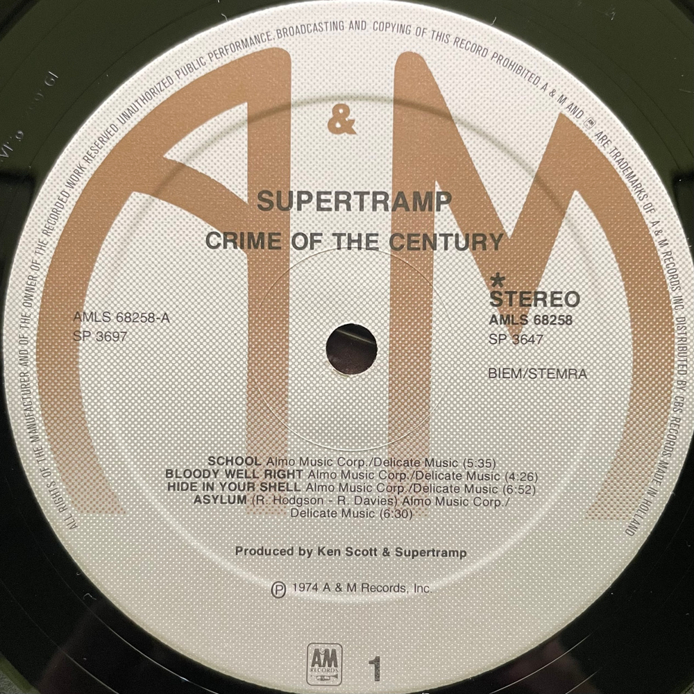 Supertramp - Crime Of The Century (Голландия 1974г.)