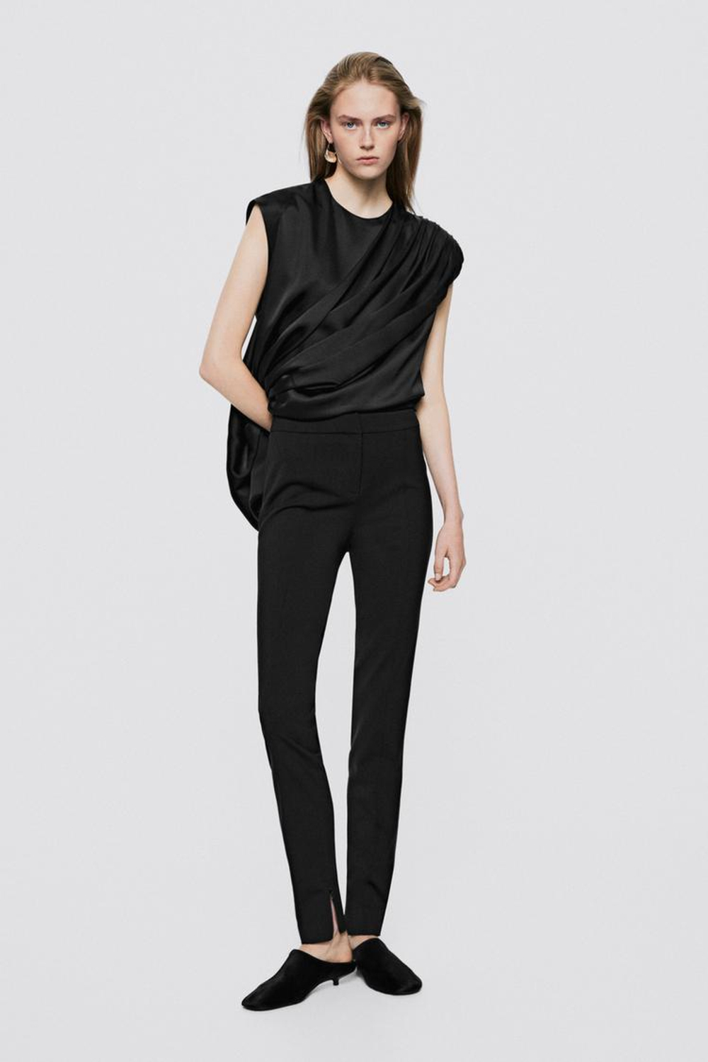 Massimo Dutti Зауженные брюки с застежкой-молнией - Limited Edition, черный