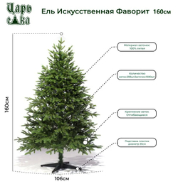 Искусственная новогодняя елка Царь Елка Фаворит, литая, 160 см
