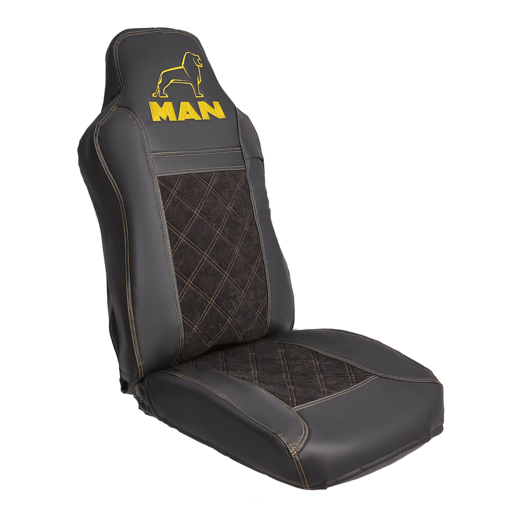 Чехлы MAN TGA (экокожа, желтая строчка)