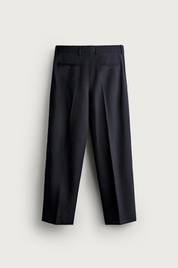 ZARA БРЮКИ REGULAR FIT ИЗ 100% ШЕРСТИ, МОРСКОЙ СИНИЙ