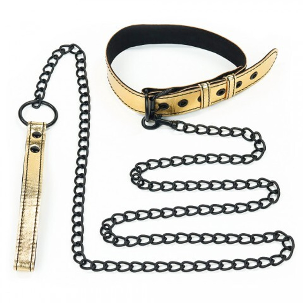 Ошейник с поводком Bondage Fetish Gold