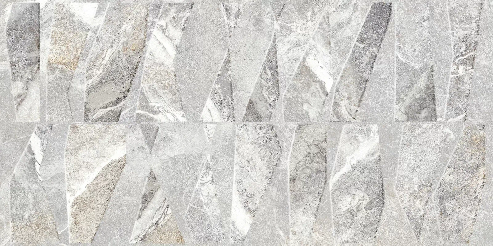 Настенная плитка Alma Ceramica TWU2550PRS27 Persey 24.9x50 серая матовая / рельефная под камень / мозаику