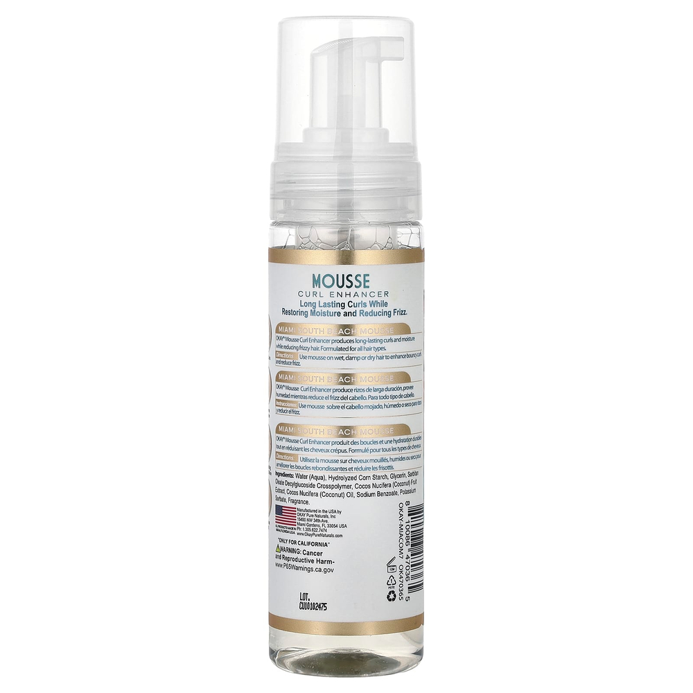Okay Pure Naturals, Miami South Beach Curls, кокосовый мусс для локонов, 221 мл (7,5 унции)