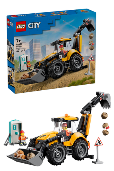 Конструктор Лего Сити Тяжёлый экскаватор-погрузчик 60480 | LEGO City Yellow Backhoe Loader | техника | 301 деталь | 7+