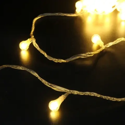 Гирлянда для дома НИТЬ «Сияющая капля» 10 м 60 ламп LED, прозр.пров, 8 реж,IP-20, Теплый белый (возможность соединения)