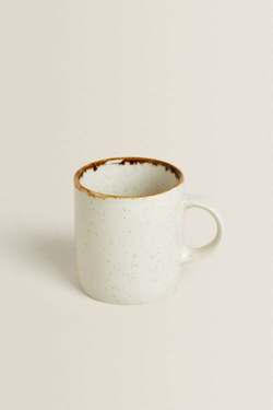 ZARA HOME ФАРФОРОВАЯ КРУЖКА С ОБОДКОМ ПОД СТАРИНУ, СВЕТЛО-БЕЖЕВЫЙ