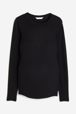 H&M Трикотажная футболка в рубчик для беременных, черный