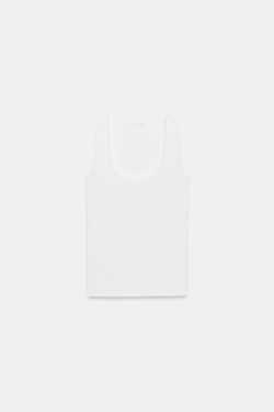 ZARA ТОП ИЗ ПОЛИАМИДА С ШИРОКИМИ БРЕТЕЛЯМИ, ЭКРЮ