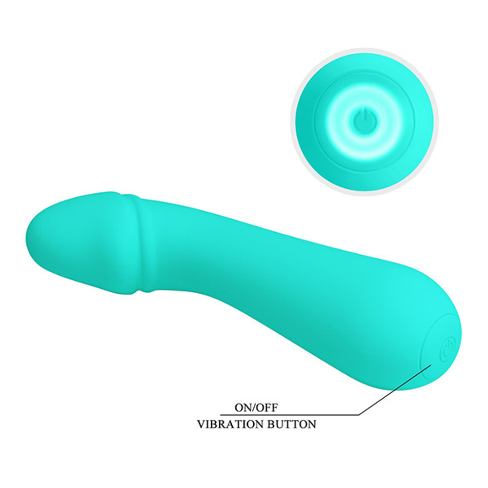 Бирюзовый силиконовый вибратор для G-точки 15см Pretty Love Cetus BI-014723-4
