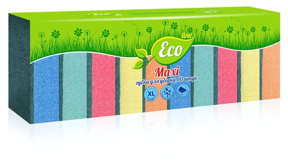 Губка для посуды 10шт макси «ECO LINE»