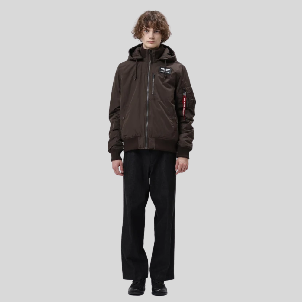 Бомбер Alpha Industries MA-1 Hooded Regular Fit Hickory (Коричневый)