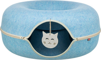 Лежак для кошки Пончик, ф 60 см, фетр, голубой, Trixie