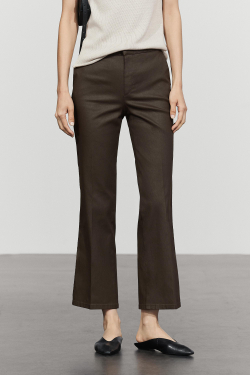 Massimo Dutti Укороченные прорезиненные брюки клеш, коричневый