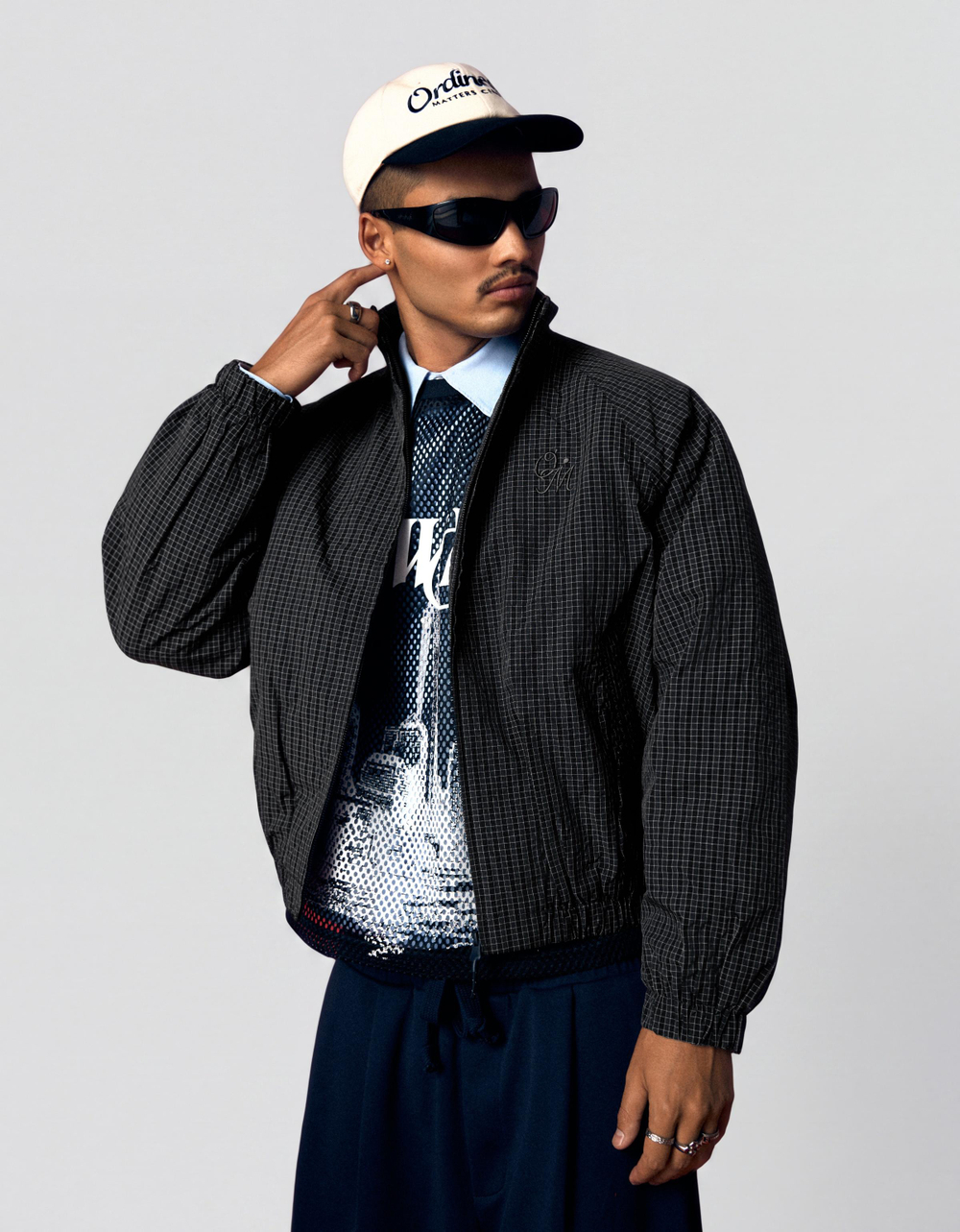 Мужская клетчатая куртка на молнии, арт. 2600/140 - BERSHKA