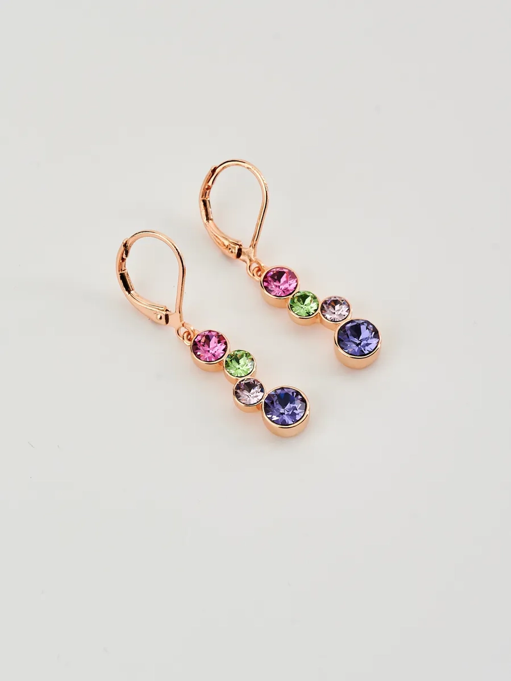 Серьги-подвески Эльза с разноцветными кристаллами Swarovski