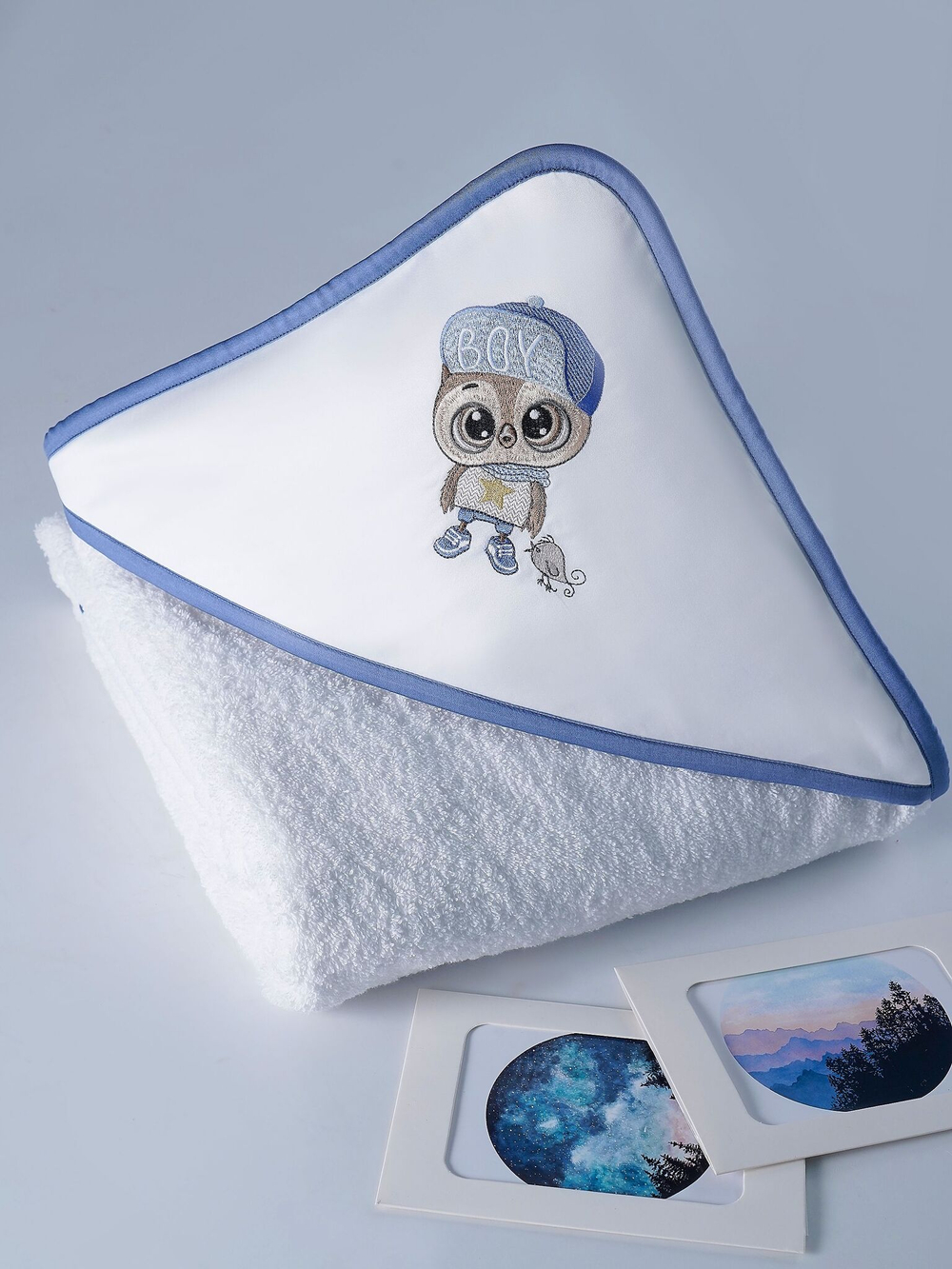Полотенце детское 120х120 Claire Batiste Atelier Smart Boy для новорожденных с капюшоном