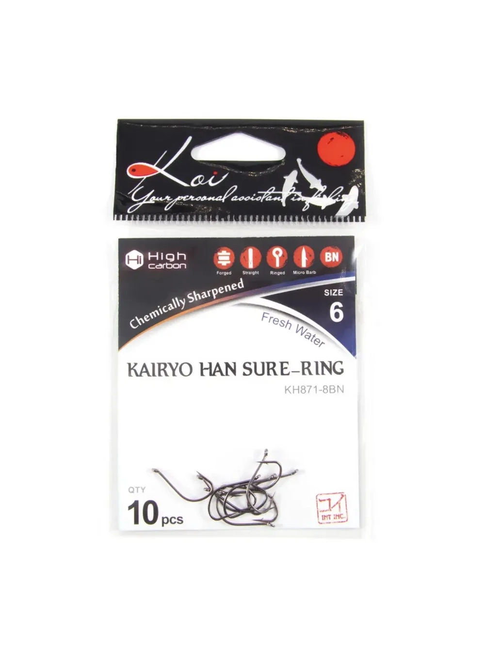 Крючок KOI "KAIRYO HAN SURE-RING", размер 6 (INT)/8 (AS)