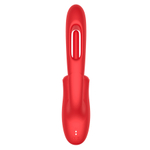 Красный вибратор 25,4см с функцией фингеринга и лизания Secwell Moving Mouth Kiss & Licking Tongue Vibrator with G-Spot Flapping Stimulator SW11024