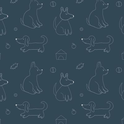 Собачки на темно-синем (Dogs on dark-blue)