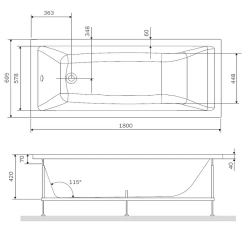 Акриловая ванна AM.PM Gem (АМ.ПМ Гем) 180x70, W93A-180-070W-A