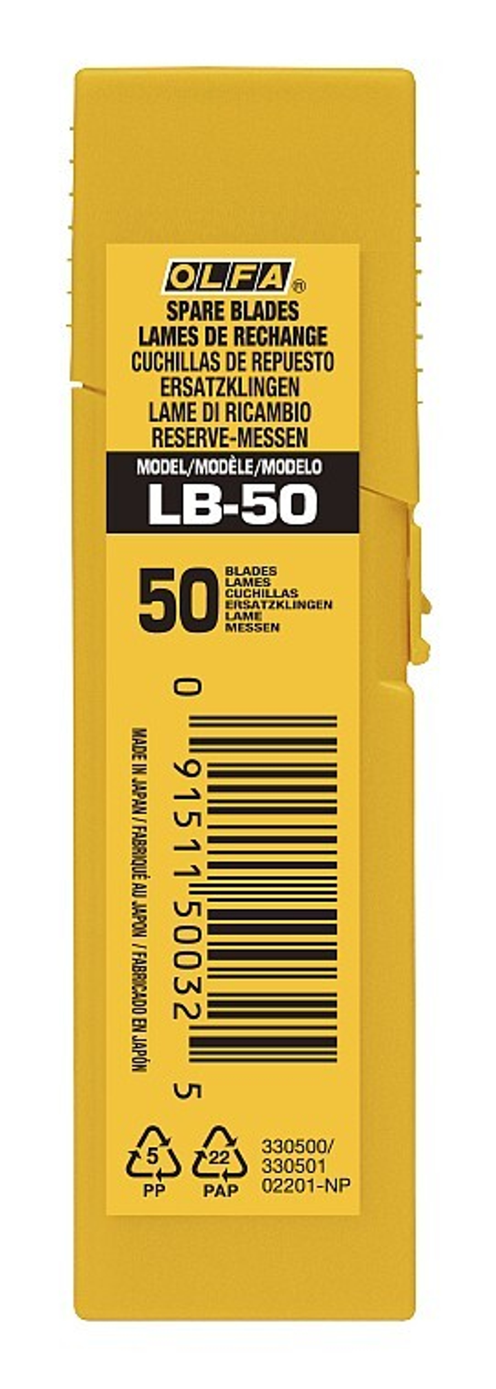 OLFA 18 мм, 50 шт, в боксе, сегментированные лезвия (OL-LB-50)
