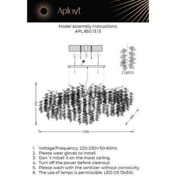 Подвесная люстра 13*G9 APL.850.13.13 золото Rochell Aployt