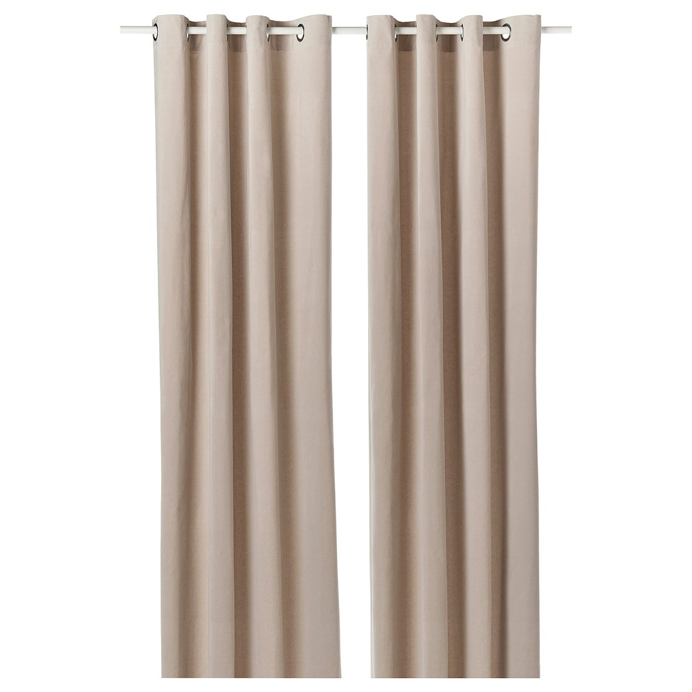 IKEA SANELA  (ИКЕА САНЕЛА)  -  Штора, 2 шт. - светло-бежевый/на люверсах 140x300 см