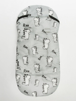 Конверт зимний меховой AMAROBABY Snowy Travel Динозавры, серый, 105 см.